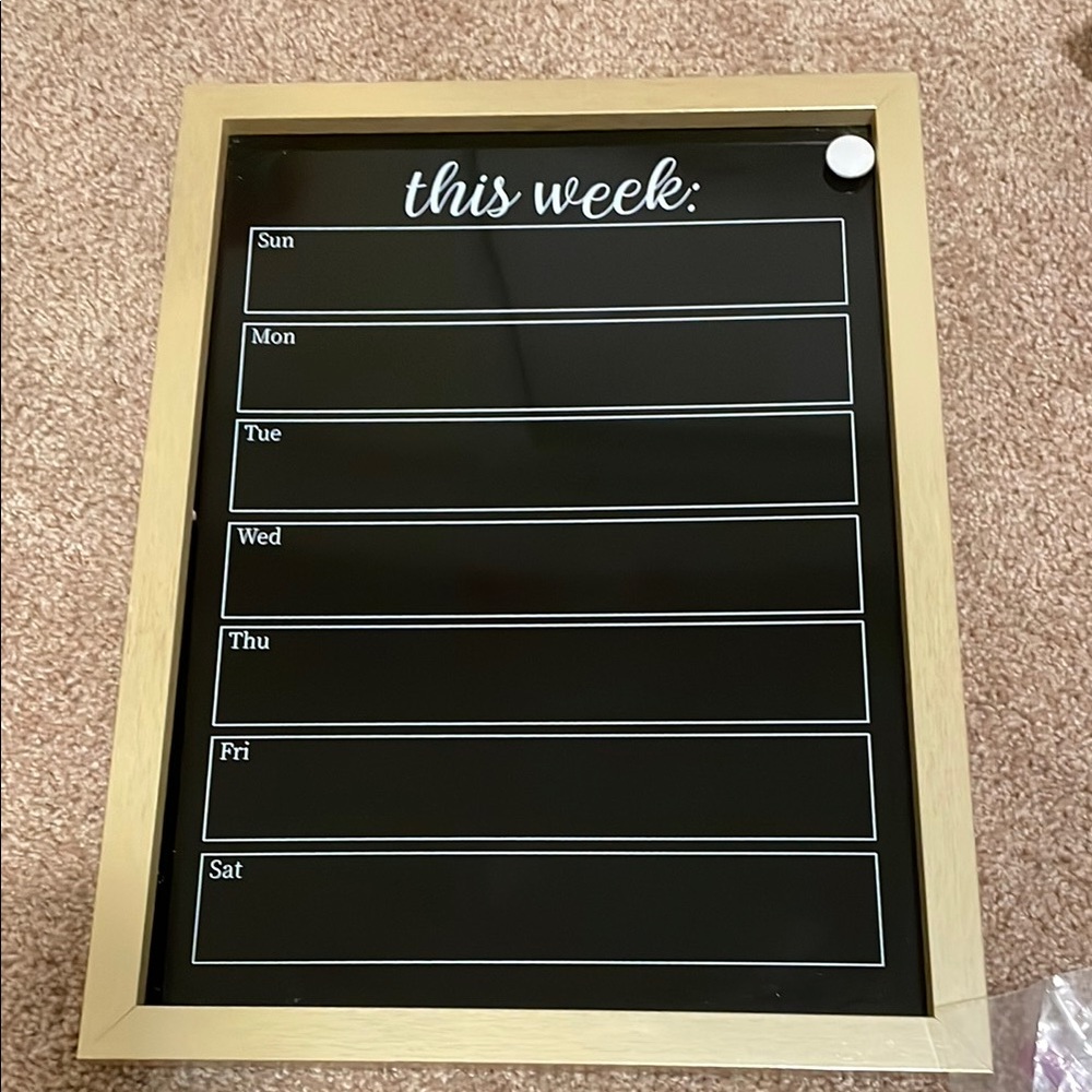Black and Tan Weekly Calendar with Chalkboard Surface